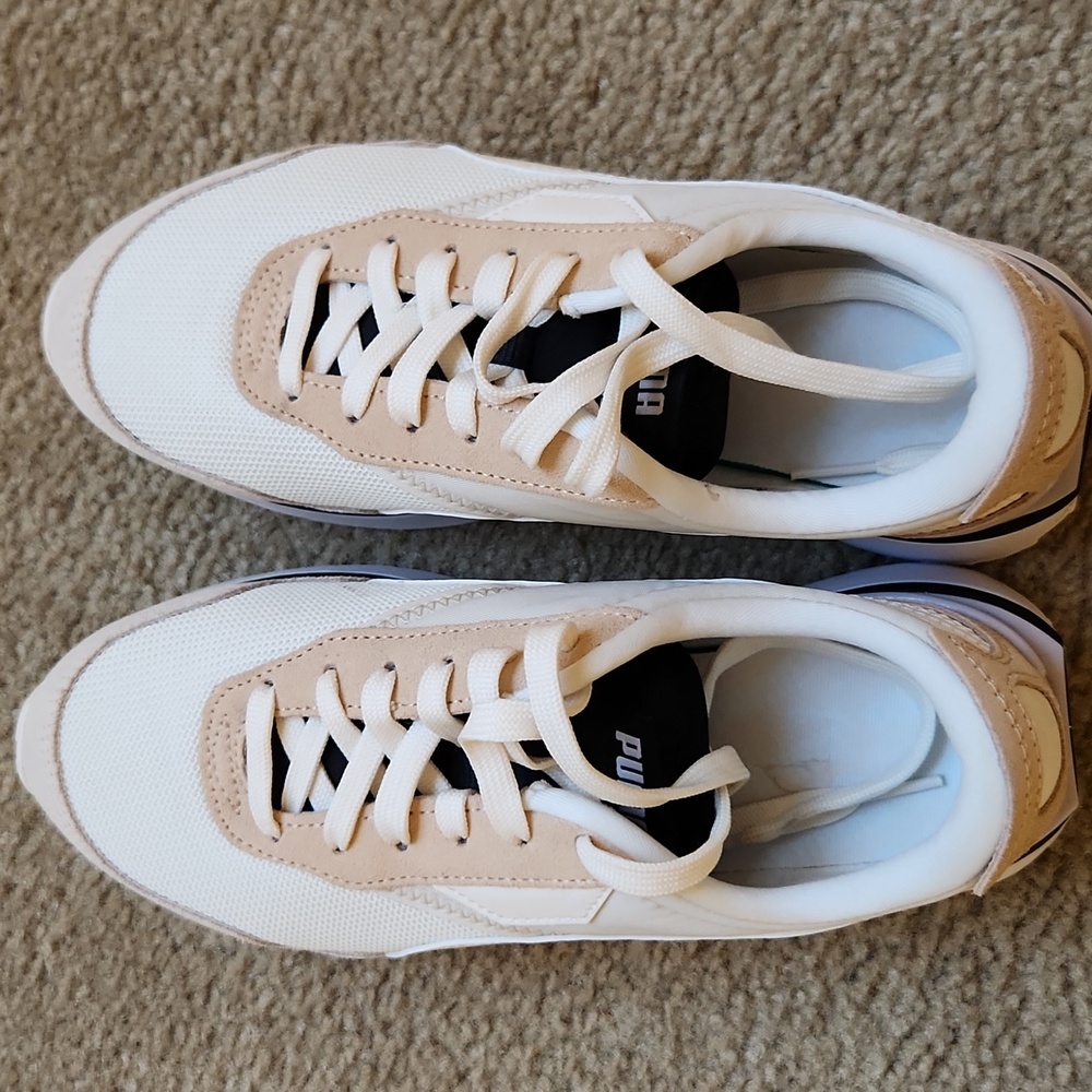 Puma White and Beige Athletic Shoes - Picture 4 of 8